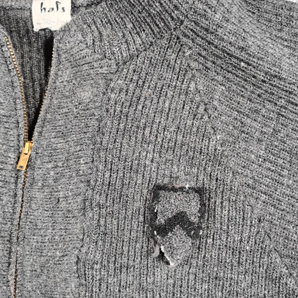 Vintage Hal's Manhattan Beach Knit Cardigan Sweater Men's Medium Gray Zip Up - Picture 2 of 9
